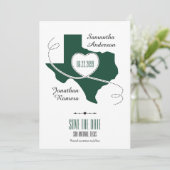 Dark Green Texas Curling Ribbon Save the Date (Stehend Vorderseite)