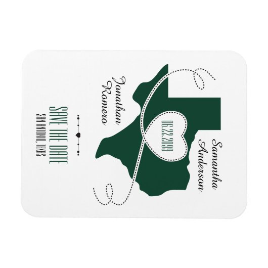 Dark Green Texas Curling Ribbon Save the Date Magnet (Horizontal)