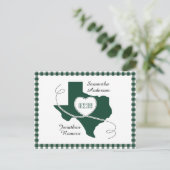 Dark Green Texas Curling Ribbon Save the Date Postkarte (Stehend Vorderseite)