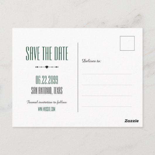 Dark Green Texas Curling Ribbon Save the Date Postkarte (Rückseite)