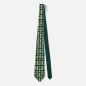 Dark Green Tie with Gold Bird Pattern Krawatte (Vorderseite)