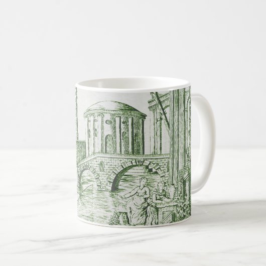 Dark Green Toile Kaffeetasse (VorderseiteRechts)