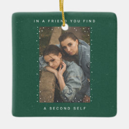 Dark Green Two Photo Snowfall Best Friends Photo Keramikornament