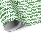 Dark Green über weiße Weihnachtstypografie Geschenkpapier (Rolleneckpunkt)
