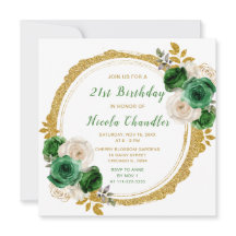 Dark Green und Gold Elegante Blume Geburtstagspart