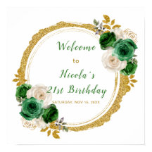 Dark Green und Gold Elegante Blume Geburtstagspart