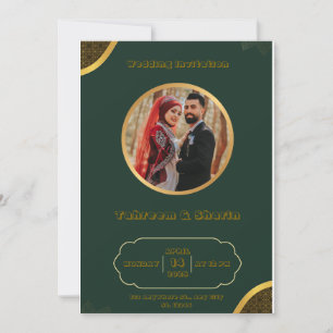 Dark Green und Gold Indian Weditation Einladung