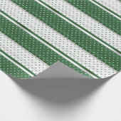 Dark Green und White Polka Dot Strip Design Geschenkpapier (Ecke)