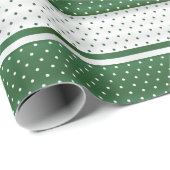 Dark Green und White Polka Dot Strip Design Geschenkpapier (Rolleneckpunkt)