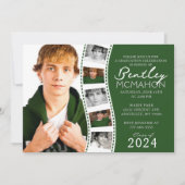 Dark Green Unique Filmstrip 6 Foto Abschluss Einladung (Vorderseite)