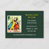 Dark Green Veterinary/Animal Pet Store Parrots Visitenkarte (Vorderseite)