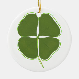 Dark Green Vierblättriges Kleeblatt Kleeblatt Orna Keramik Ornament