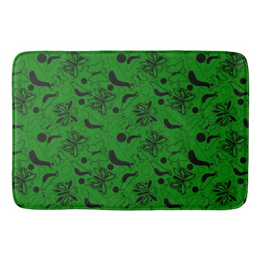 Dark Green Vintag Butterfly Bird Badematte (Vorderseite)