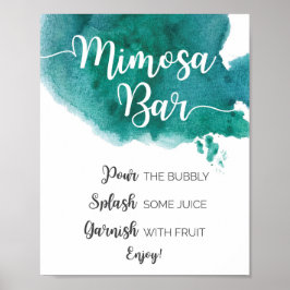 Dark Green Watercolor Mimosa Bar Poster