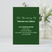 Dark Green Wedding Accommodation Portrait Begleitkarte (Stehend Vorderseite)