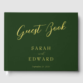 Dark Green Wedding Gold Foil Guestbook Gästebuch