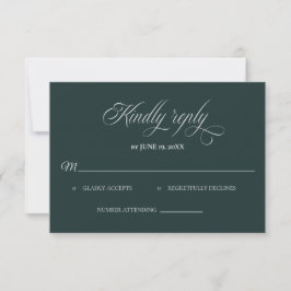 Dark Green Wedding RSVP card Karte
