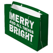 Dark Green & White Gift Bag | Merry & Bright Große Geschenktüte (Rückseite Schrägansicht)