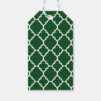 Dark Green White Quatrefoil marokkanisches Muster Geschenkanhänger