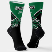 Dark Green, White und Black Cheerleader Socken (Gewinkelt)