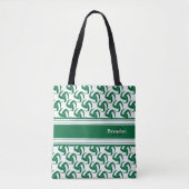 Dark Green White Volleyball | Personalisieren Tasche (Vorderseite)