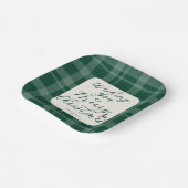 Dark Green Wishing You A Merry Christmas Plaid Pappteller (Gewinkelt)