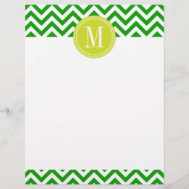 Dark Green Zickzack Zigzag Personalisiert Monogram (Vorderseite)