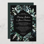 Dark Greenery Moody Elegant Floral Wedding Einladung (Vorne/Hinten)