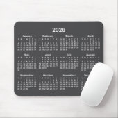Dark Grey and White 2026 Calendar Mousepad (Mit Mouse)