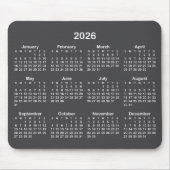 Dark Grey and White 2026 Calendar Mousepad (Vorne)