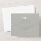 Dark Grey Flowers Tear-Off RSVP | Modern Wedding All In One Einladung (Rückseite)