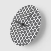 Dark Grey Moroccan Pattern Wall Clocks Runde Wanduhr (Winkel)