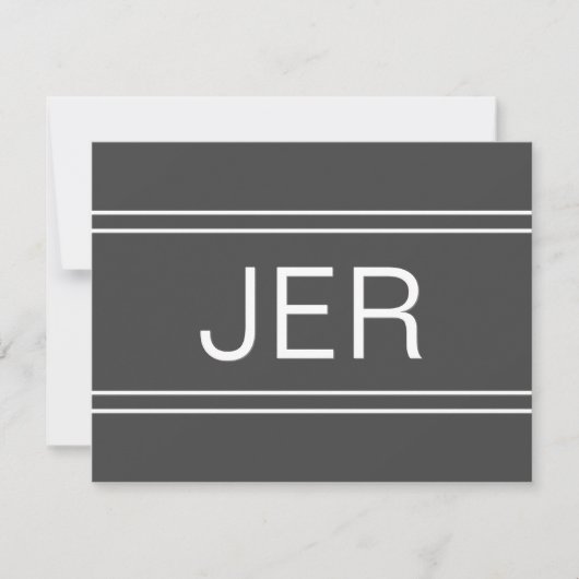 Dark Grey Personalisiert Monogram Name Initial Mitteilungskarte (Vorderseite)