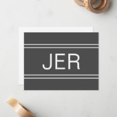 Dark Grey Personalisiert Monogram Name Initial Mitteilungskarte (Vorderseite/Rückseite Beispiel)