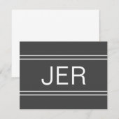 Dark Grey Personalisiert Monogram Name Initial Mitteilungskarte (Vorne/Hinten)
