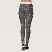 Dark Grey Pet Lover Kitty Feline Meow Cat Pattern Leggings (Rückseite)