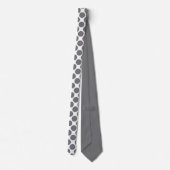 Dark Grey Polka Dots on White Custom Necktie Krawatte (Rückseite)