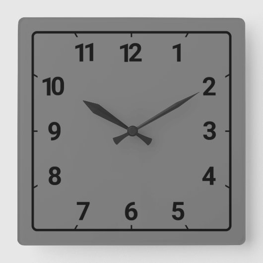 Dark grey quadratische wanduhr (Vorderseite)