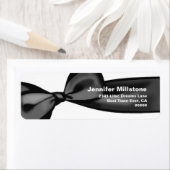 Dark Grey Satin Bow Wedding Return Address Label (Insitu)