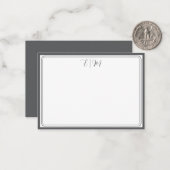  Dark Grey three Border Monogram Note Card Mitteilungskarte (Vorderseite/Rückseite Beispiel)