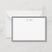  Dark Grey three Border Monogram Note Card Mitteilungskarte (Vorderseite)