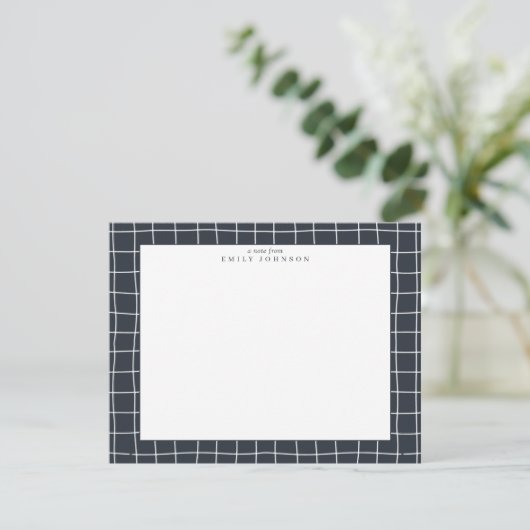 Dark Grid Frame Note Card Einladung (Stehend Vorderseite)