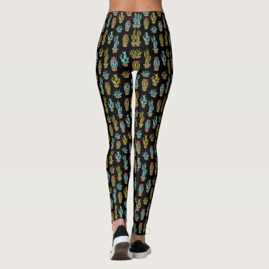 Dark Grunge Cactus Pattern Leggings (Rückseite)