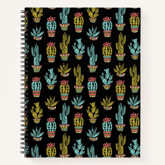 Dark Grunge Cactus Pattern Notizbuch (Vorderseite)