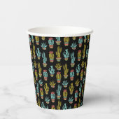 Dark Grunge Cactus Pattern Pappbecher (Rückseite)