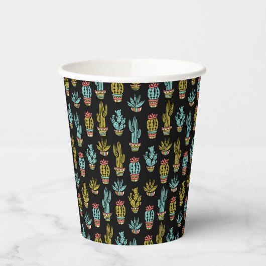 Dark Grunge Cactus Pattern Pappbecher (Links)