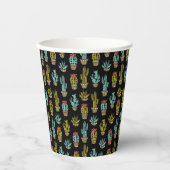 Dark Grunge Cactus Pattern Pappbecher (Vorderseite)