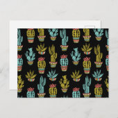 Dark Grunge Cactus Pattern Postkarte (Vorne/Hinten)