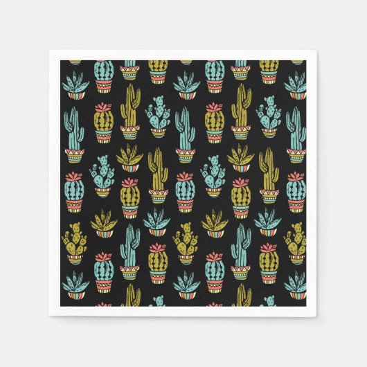 Dark Grunge Cactus Pattern Serviette (Vorderseite)