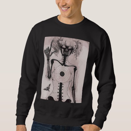 Dark grunge  Emo teen girl with moth Gothic Sweatshirt (Vorderseite)